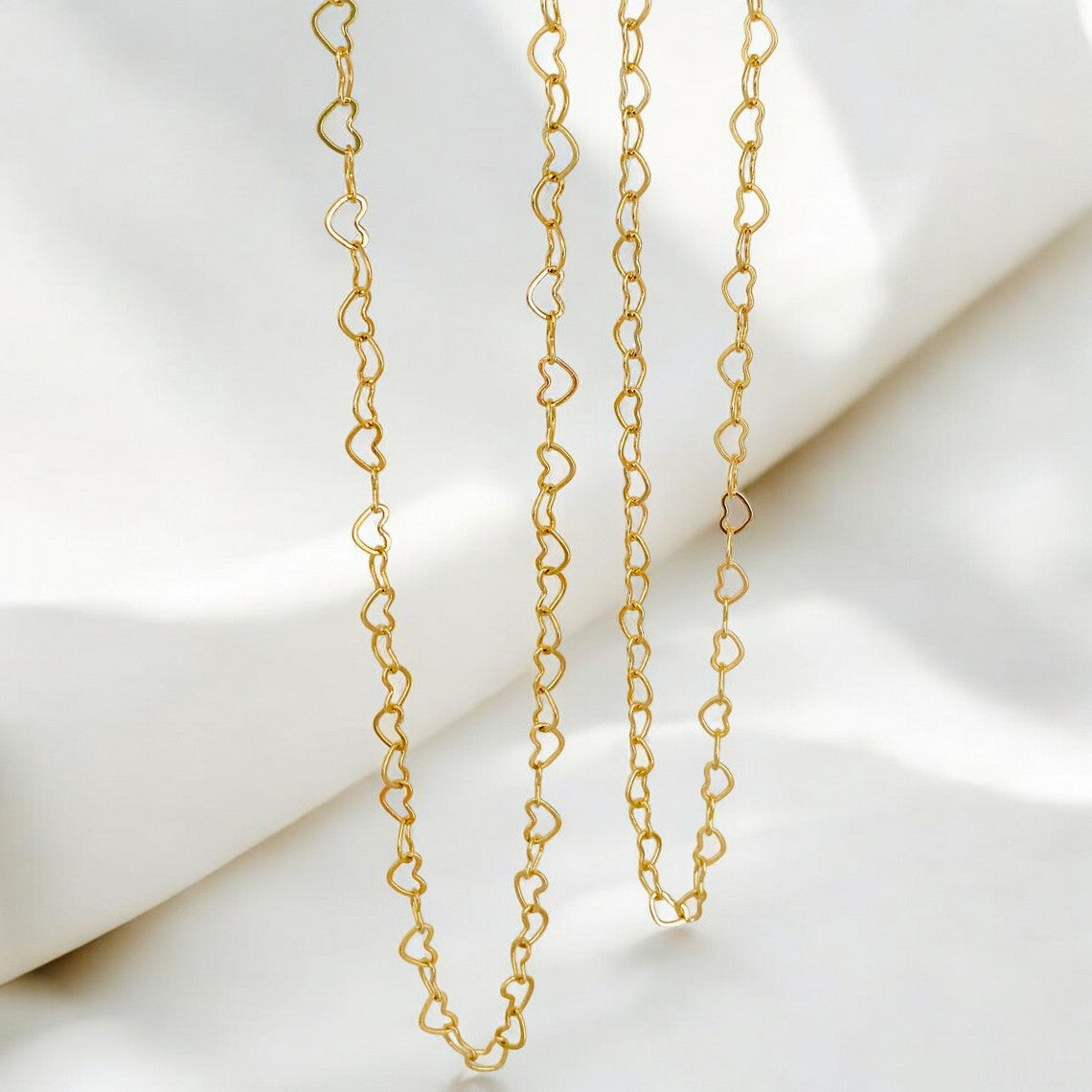 Gold Link  Heart Choker Necklace , Gift for Her