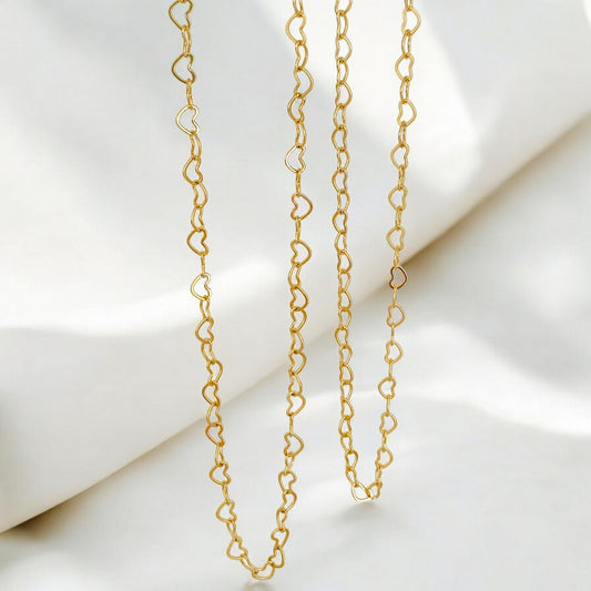Gold Link  Heart Choker Necklace , Gift for Her