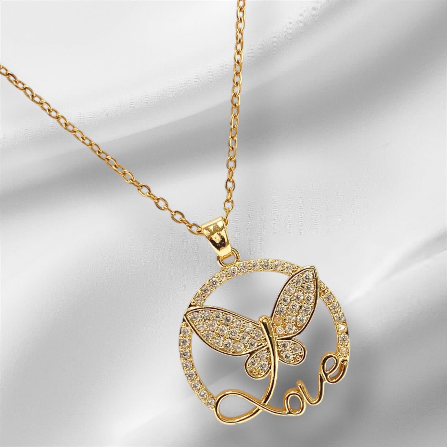 Gold Plated on 925 Sterling Silver Butterfly Pendant  For Women - Love Pendant Necklace