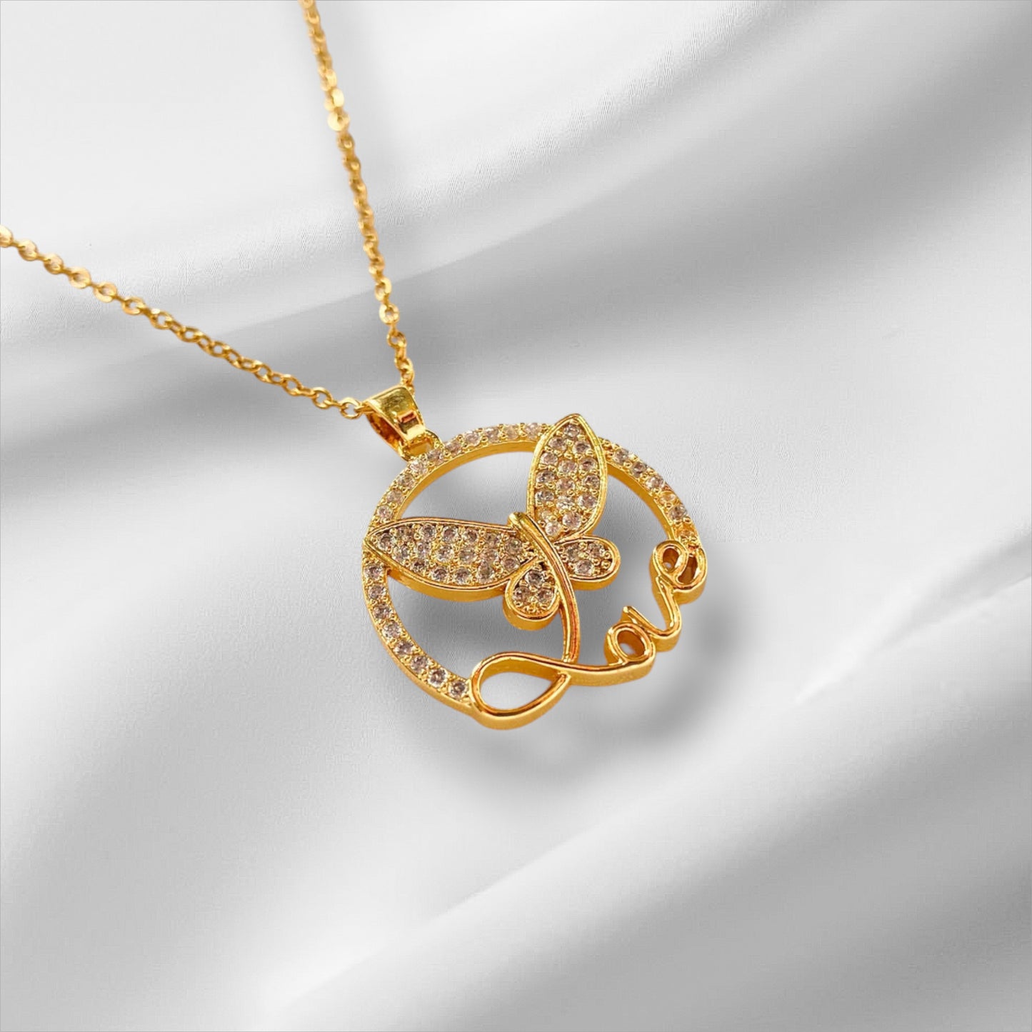 Gold Plated on 925 Sterling Silver Butterfly Pendant  For Women - Love Pendant Necklace
