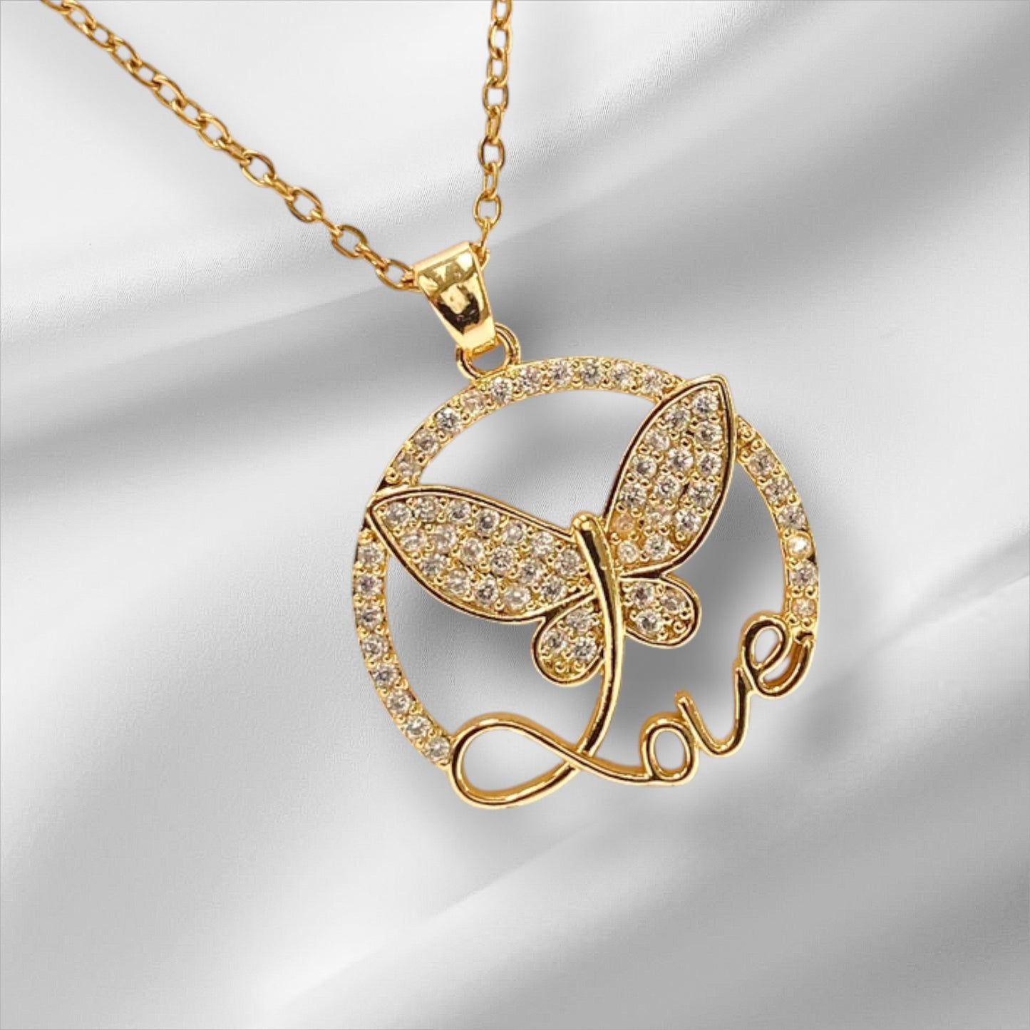 Gold Plated on 925 Sterling Silver Butterfly Pendant  For Women - Love Pendant Necklace