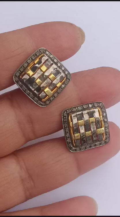 Navrii 925 Silver Black & Gold Woven Cufflinks – Bold, Unique & Timeless