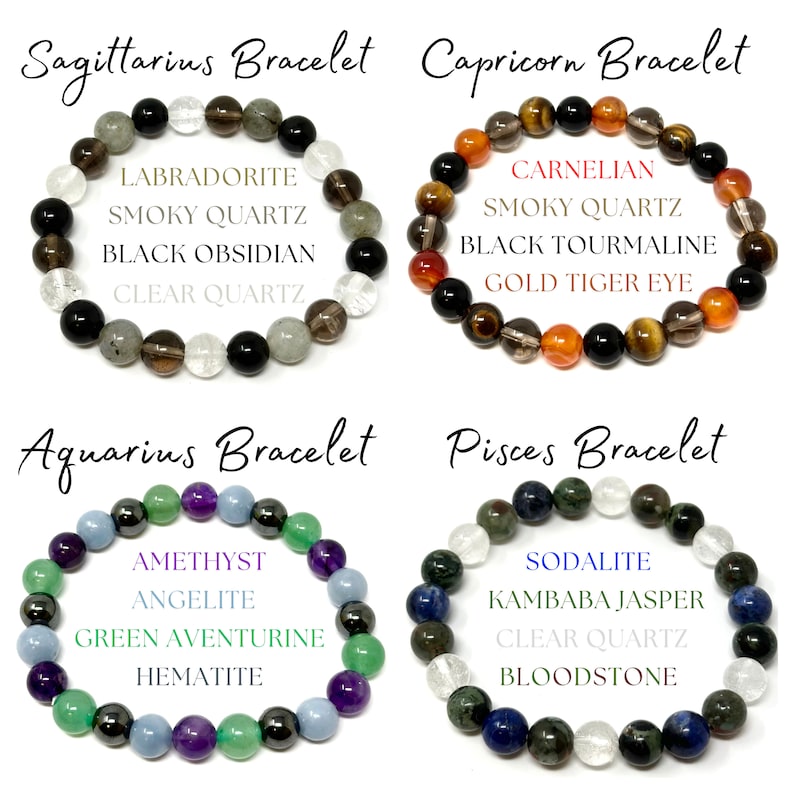 Natural Zodiac Sign Gemstone Bracelet – 8mm Natural Gemstone Beads for Astrology, Energy Healing & Personal Empowerment ,Chakra Healing