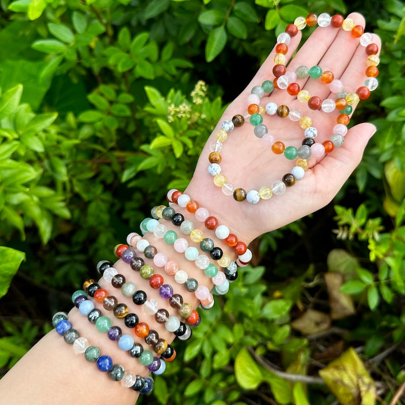 Natural Zodiac Sign Gemstone Bracelet – 8mm Natural Gemstone Beads for Astrology, Energy Healing & Personal Empowerment ,Chakra Healing